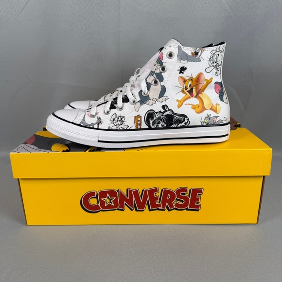 Converse Tom & Jerry Chuck Taylor All Star Shoes Mens 10.5 White A15112C New NIB - Picture 1 of 11